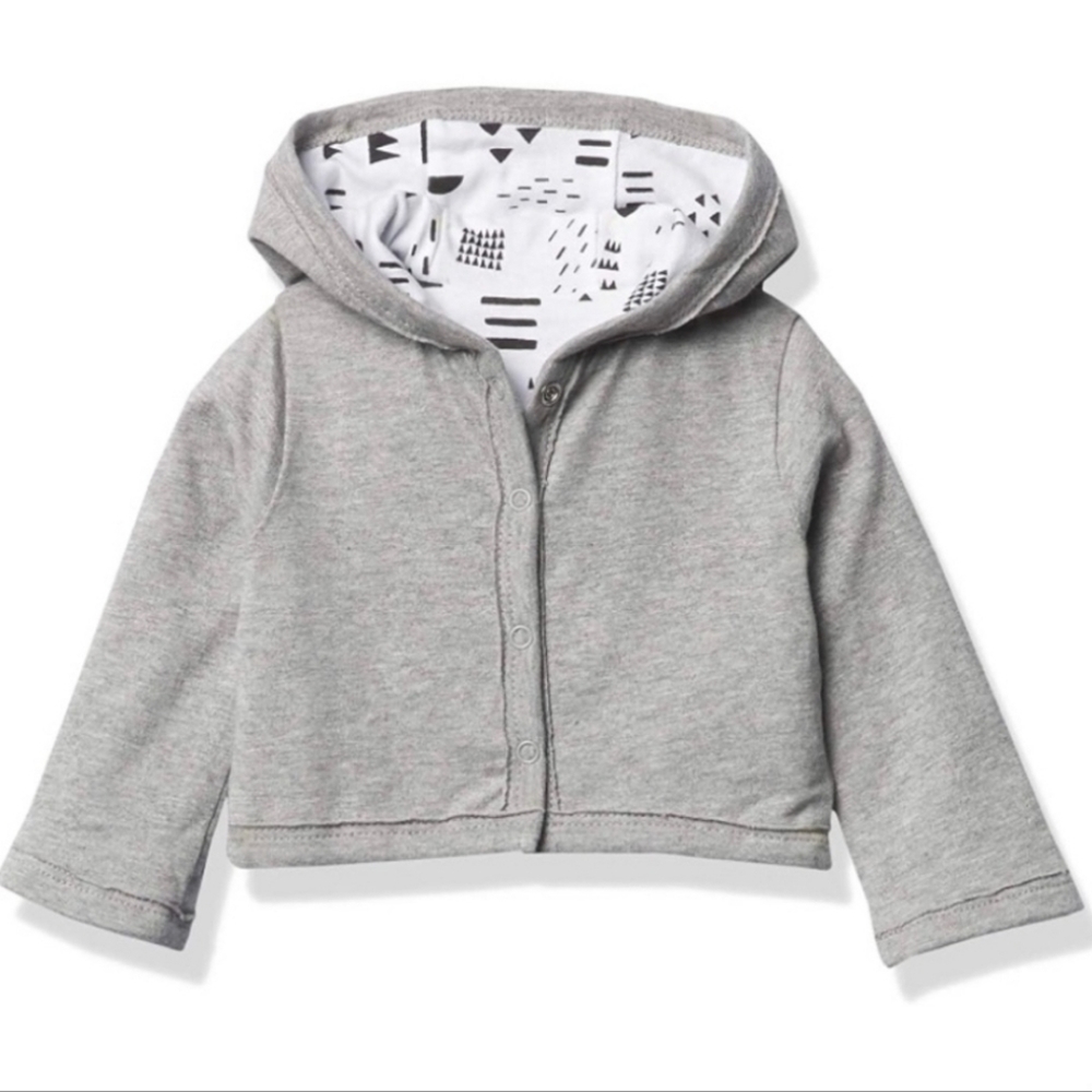 Honest Baby 100% Organic Cotton Reversible Hoodie in Pattern Play